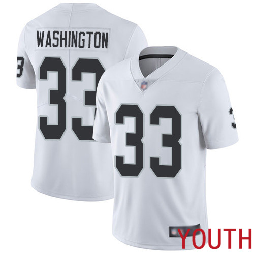 Oakland Raiders Limited White Youth DeAndre Washington Road Jersey NFL Football #33 Vapor Jersey